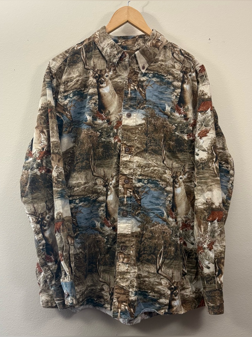 MORGAN CREEK OUTFITTERS Vintage 90's long sleeve Button Down Shirt Mens XL deer